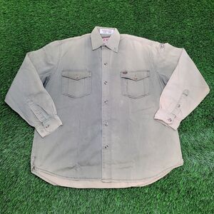 Vintage 90s Sun-Faded Button Shirt L 26x31 Faded Green Baggy